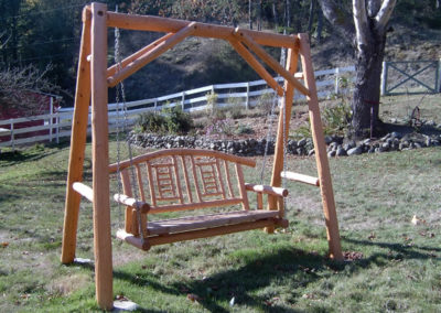 log garden swing