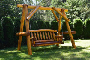 rustic cedar porch swing