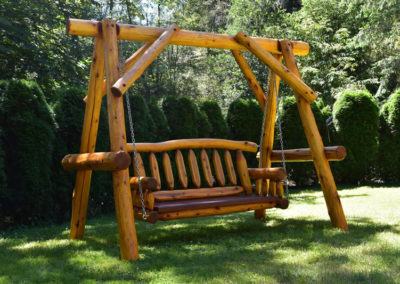 rustic cedar porch swing