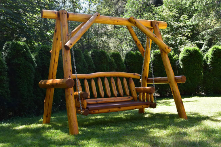 rustic cedar porch swing | Marisa Enterprises