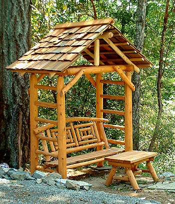 Cedar Roofed Bench Arbour