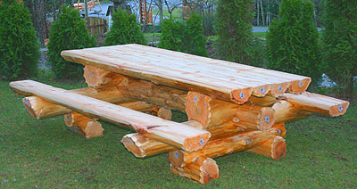 Rustic Log Picnic Table