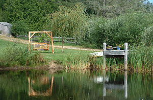 The swing has been placed  to complement its surroundings while  providing a  very pleasing view of the property.